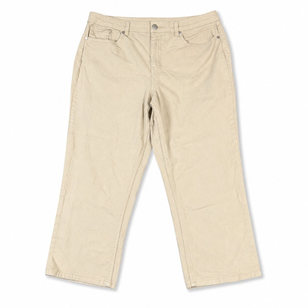Christopher & Banks Womens Capri Pants Size 16 Average Khaki Beige Stretch Crop